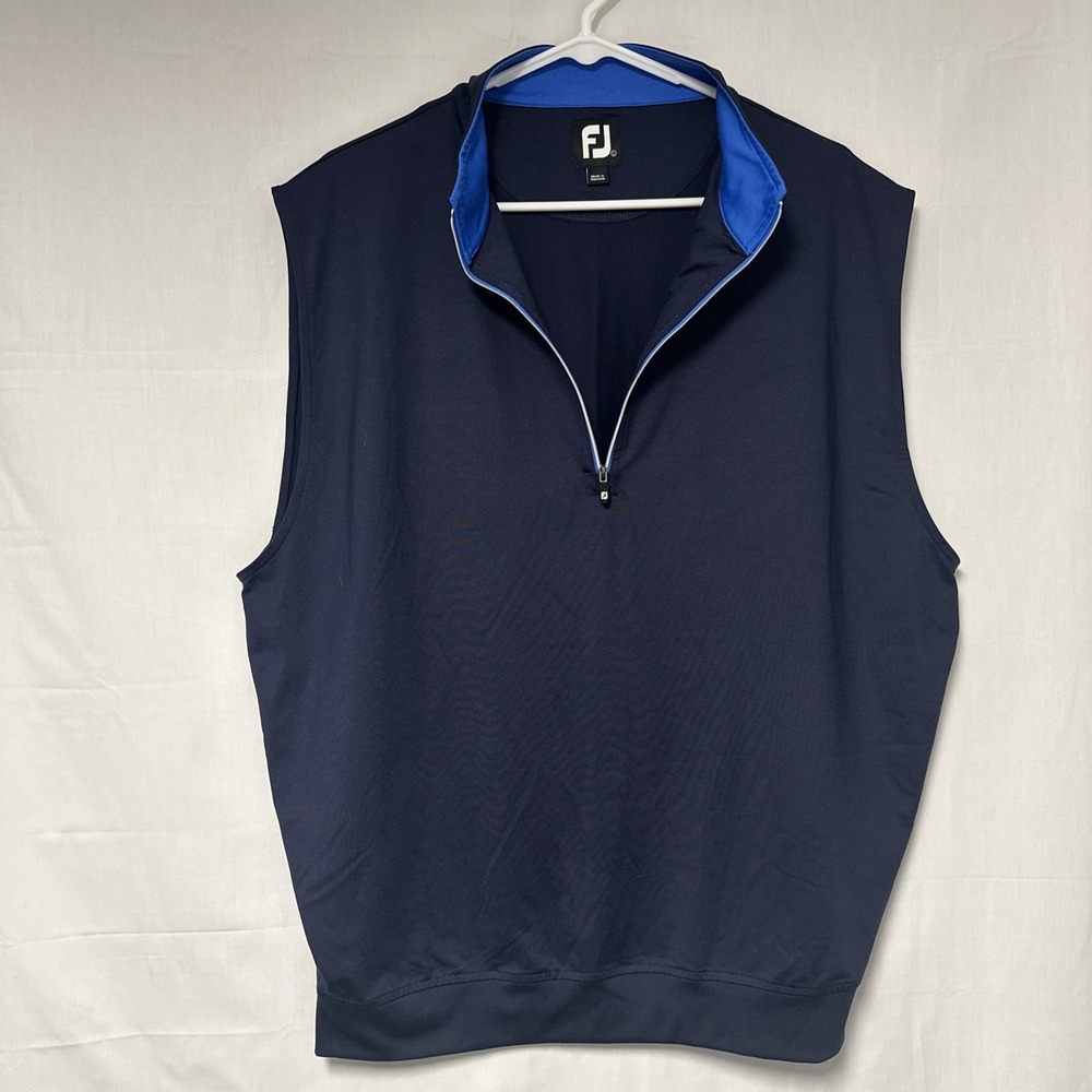 Footjoy FJ Men's LG Golf Vest Navy Blue 1/4 Zip Performance Hike Casual Basic